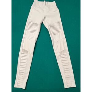 Alo Yoga White Moto Mesh Leggings Women's Size Small 28 inch inseem